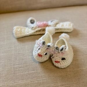 Newborn photo prop bunny headband and booties